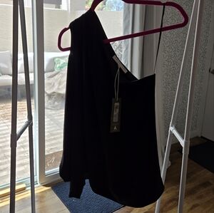 NWT Trina Turk Tahiti Black Draped One Shoulder Top, Size Small